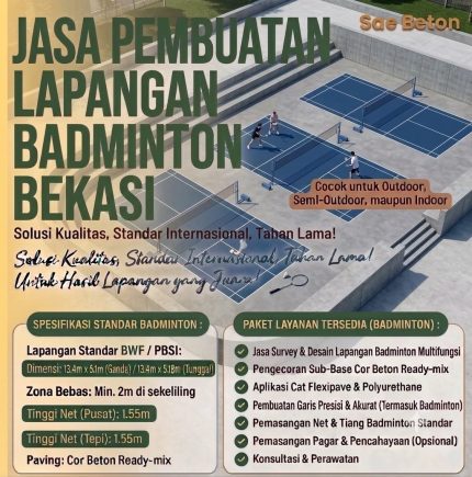 Jasa Pembuatan Lapangan Badminton Bekasi