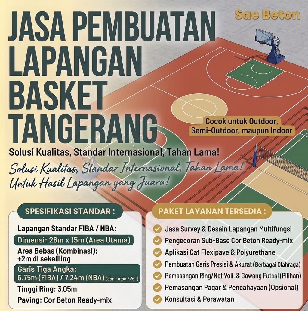 Lapangan basket Tangerang saebton.com Jasa Pembuatan Lapangan Basket Tanggerang