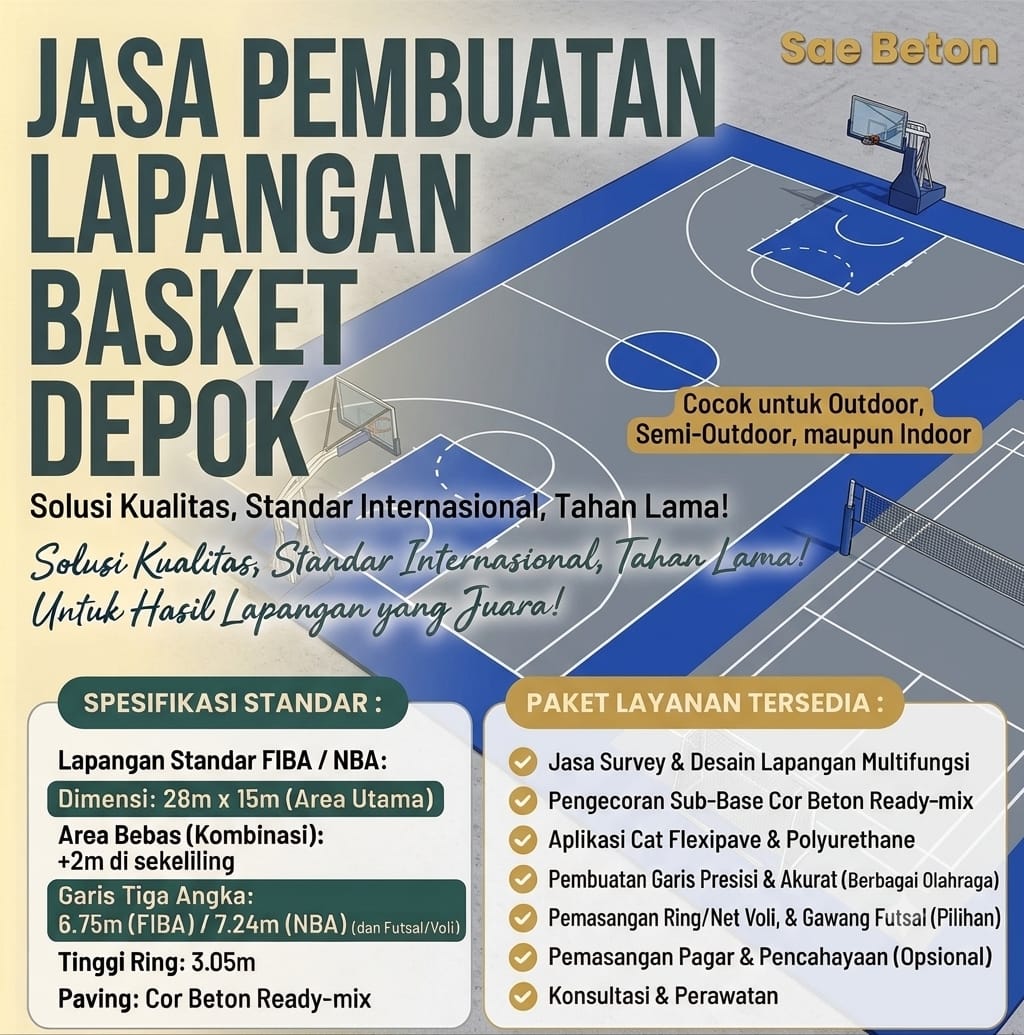Lapangan basket depok saebeton.com Jasa Pembuatan Lapangan Basket Depok