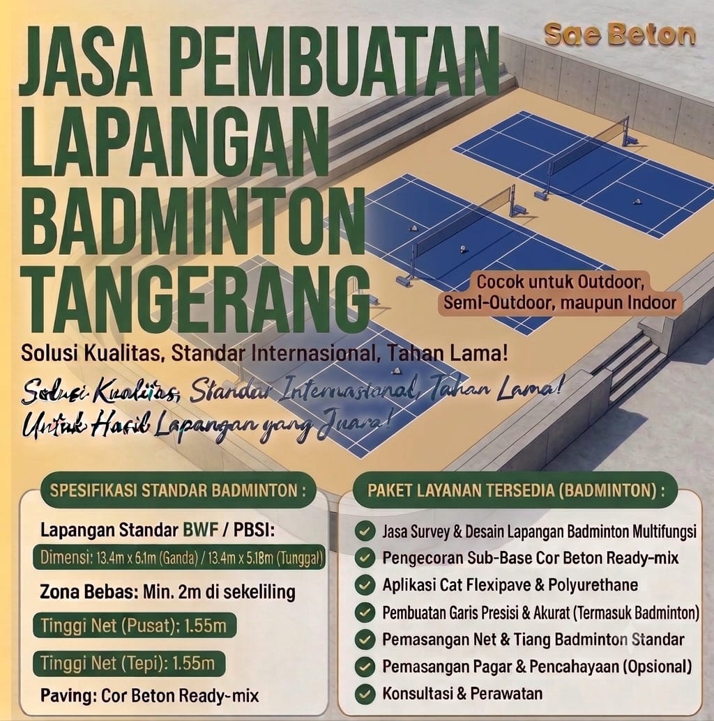 lapangan badminton Tangerang Jasa Pembuatan Lapangan Badminton Tangerang