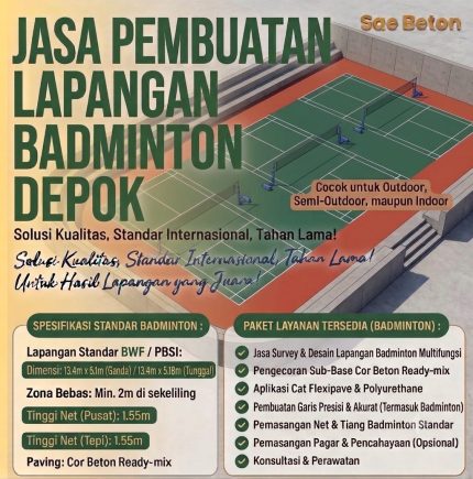 Jasa Pembuatan Lapangan Badminton Depok