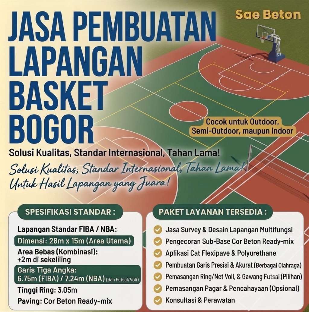 lapangan basket Bogor saebeton.com Jasa Pembuatan Lapangan Basket Bogor