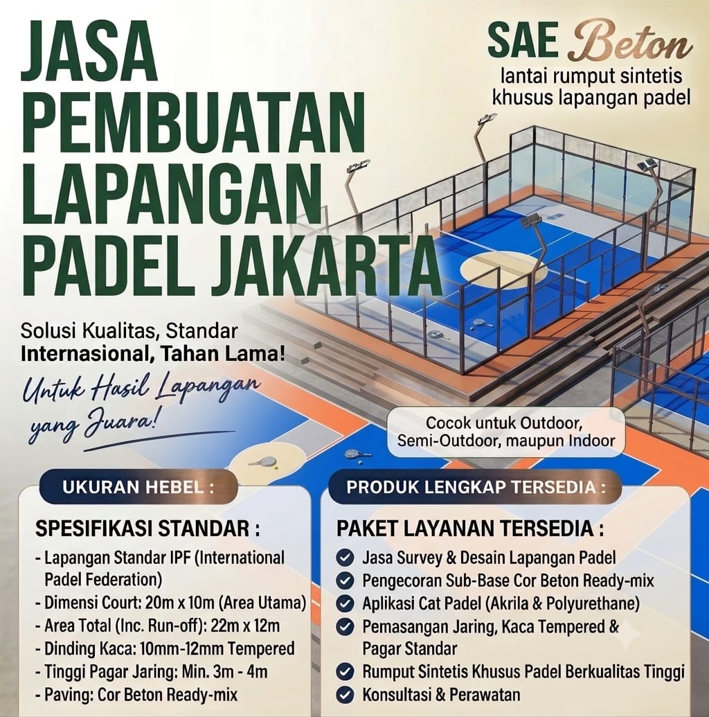 lapangan padel Jakarta Jasa Pembuatan Lapangan Padel Jakarta