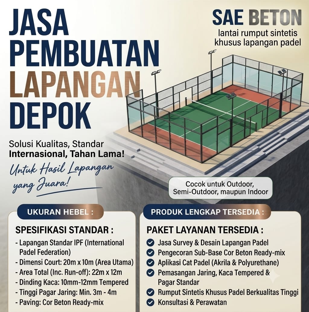 lapangan padel saebeton Jasa Pembuatan Lapangan Padel Depok
